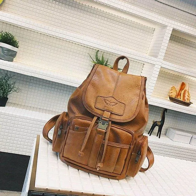Leather Casual Backpacks Vintage Style