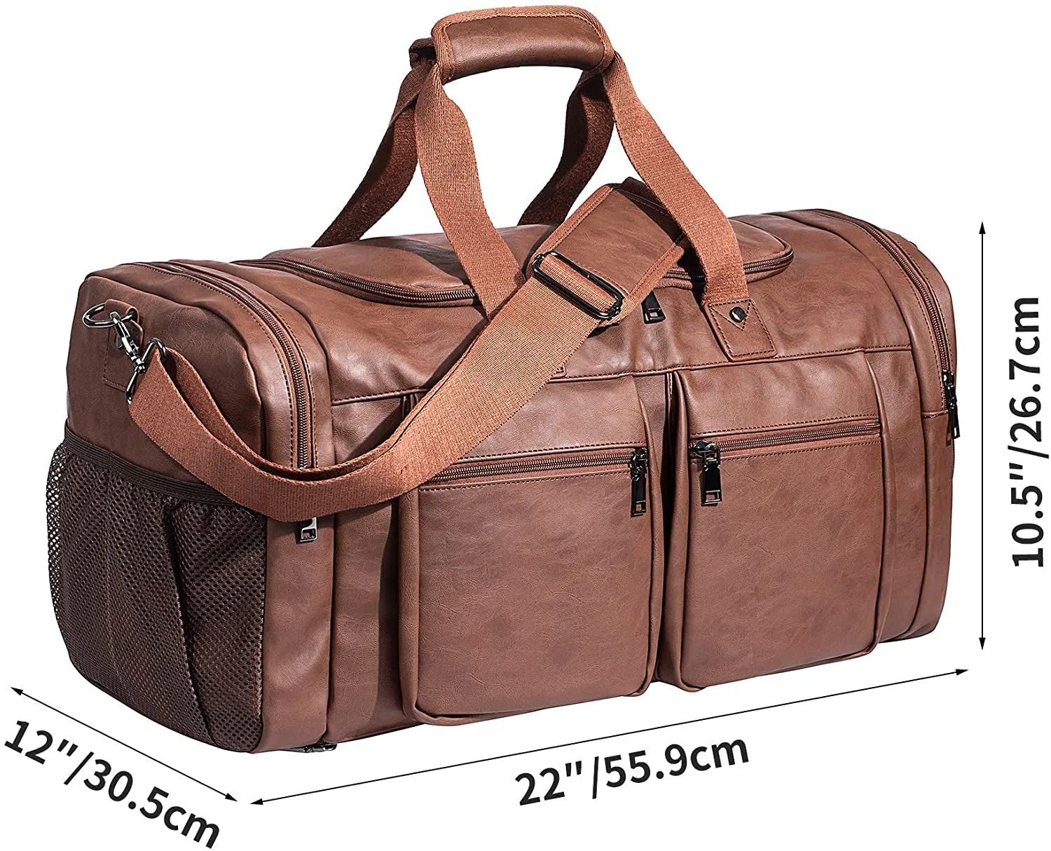 Leather Travel Bag with Shoe Pouch