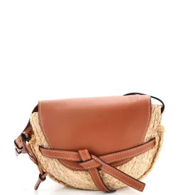 LOEWE Gate Shoulder Bag Leather with Raffia Small