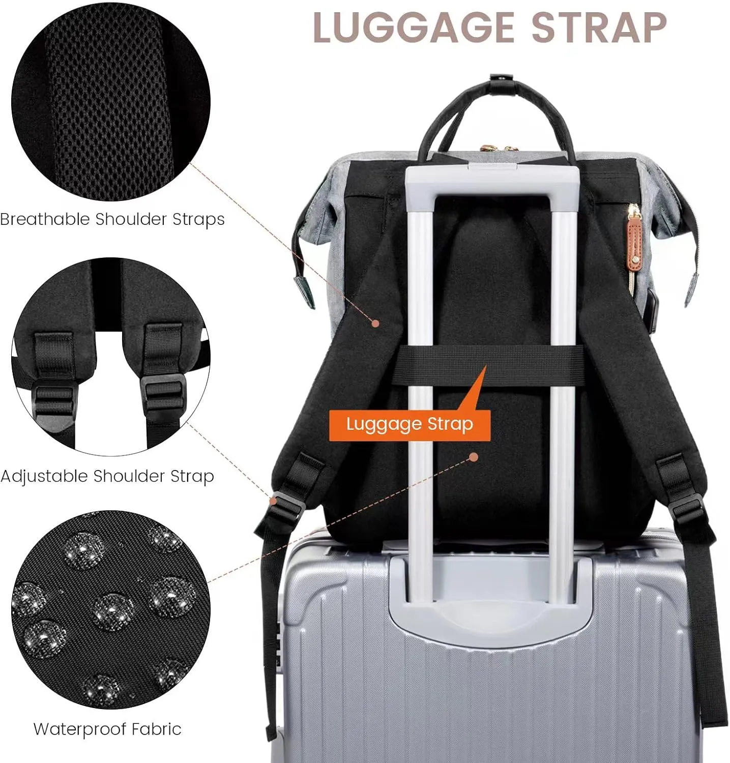 LOVEVOOK Laptop Backpack for Women, 15.6 Inch Work Business Backpacks Purse with USB Port, Large Capacity Nurse Bag College Bookbag for School, Waterproof Casual Daypack for Travel
