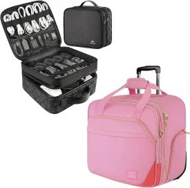 MATEIN Rolling Briefcase for Women, Large Rolling Laptop Bag with Wheels Fits 17 Inch Notebook Gifts for Office Women, Cable Organizer Bag, Waterproof Travel Electronic Storage