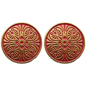 Matte Gold & Pink Color Engraved Designer 1 Hole Metal Buttons