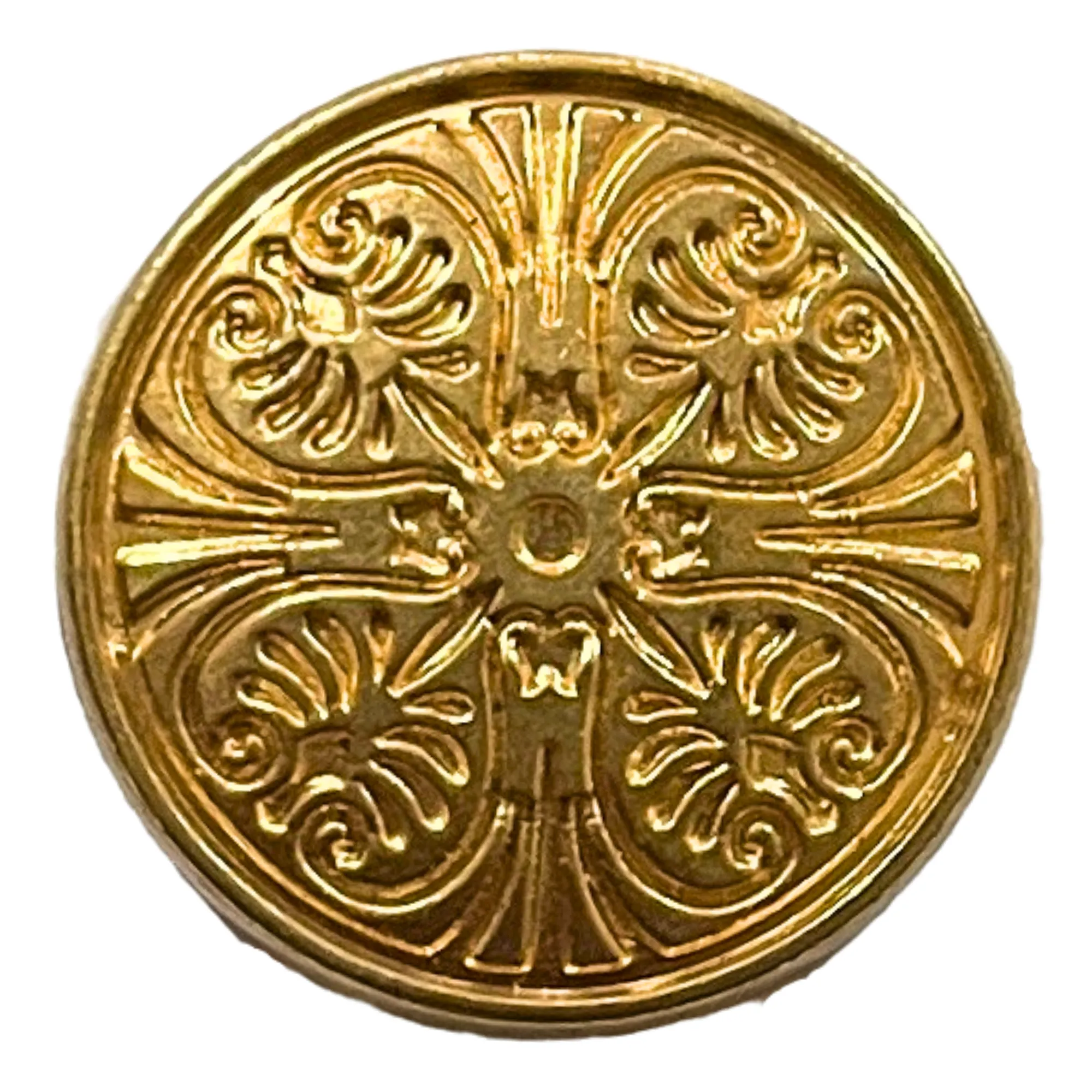 Matte Gold Color Engraved Designer 1 Hole Metal Buttons