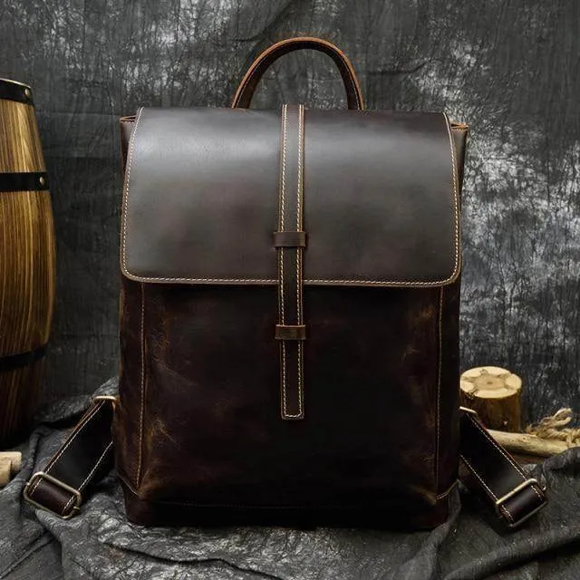 Mens Teens Stylish Backpacks Leather Black Brown Travel