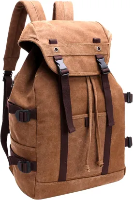 Men's Vintage Travel Duffel Bag Canvas Large Capacity Bookbag Weekender Overnight Bags for Climbing Camping (B/Brown)