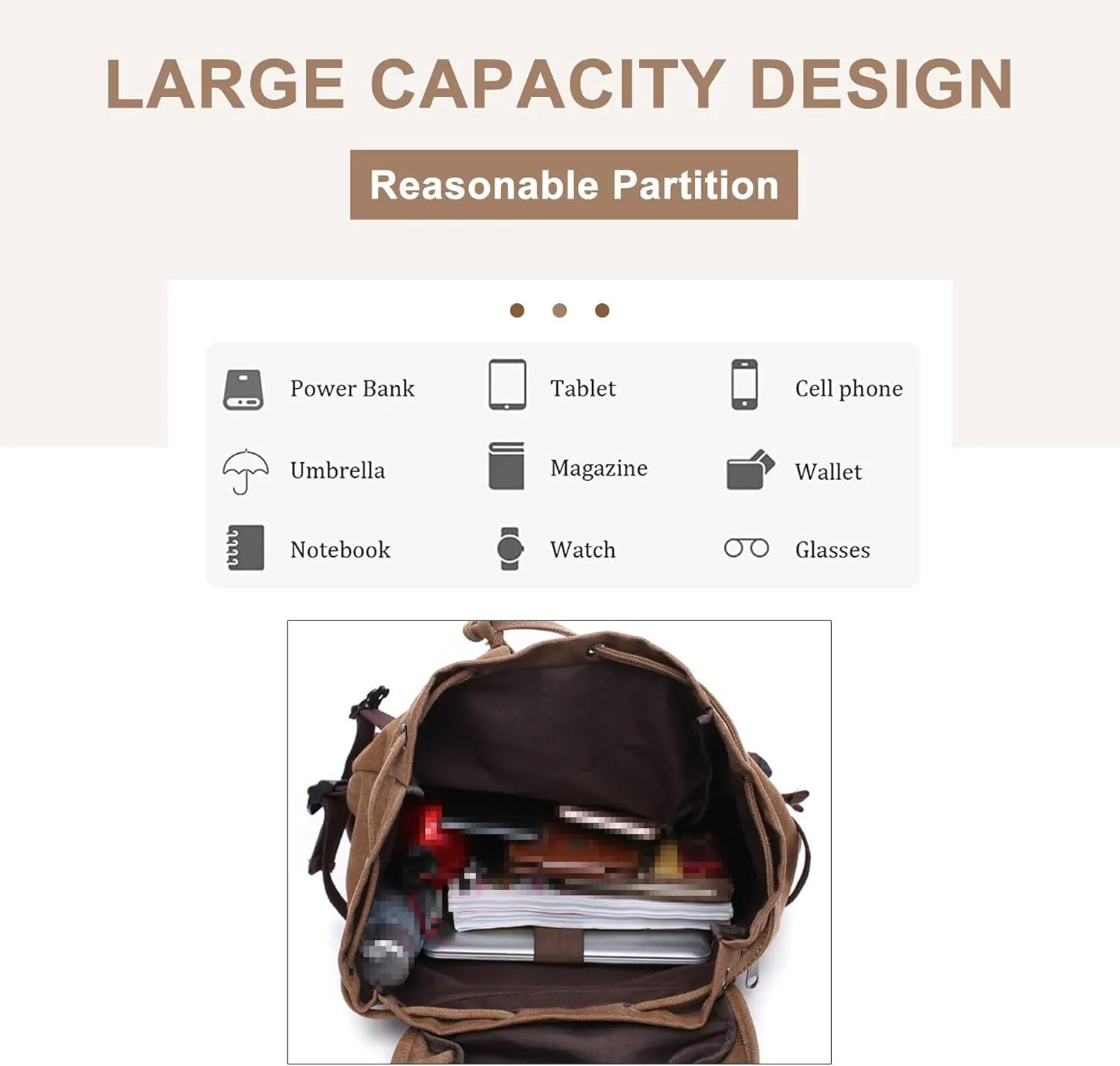 Men's Vintage Travel Duffel Bag Canvas Large Capacity Bookbag Weekender Overnight Bags for Climbing Camping (B/Brown)