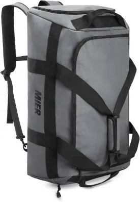 MIER Gym Bag for Men Large Duffel Backpack with Shoe Compartment, 60L Convertible Duffle Bags Weekender Overnight Bag for Gym Sports Travel, Gray