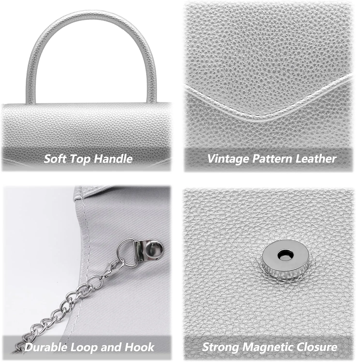 Milisente Women's Evening Bag Bridal Party Clutch Purses Cocktail Prom Handbags with Patent Leather