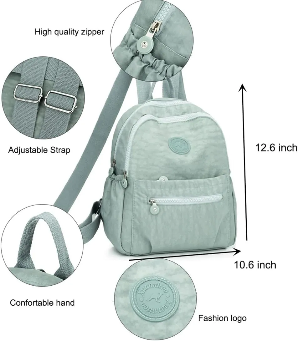 Mini Nylon Backpacks for Women Small Backpack Purse Lightweight Backpacks Mini Casual Travel Daypack (Small Backpack - A Style Grey)