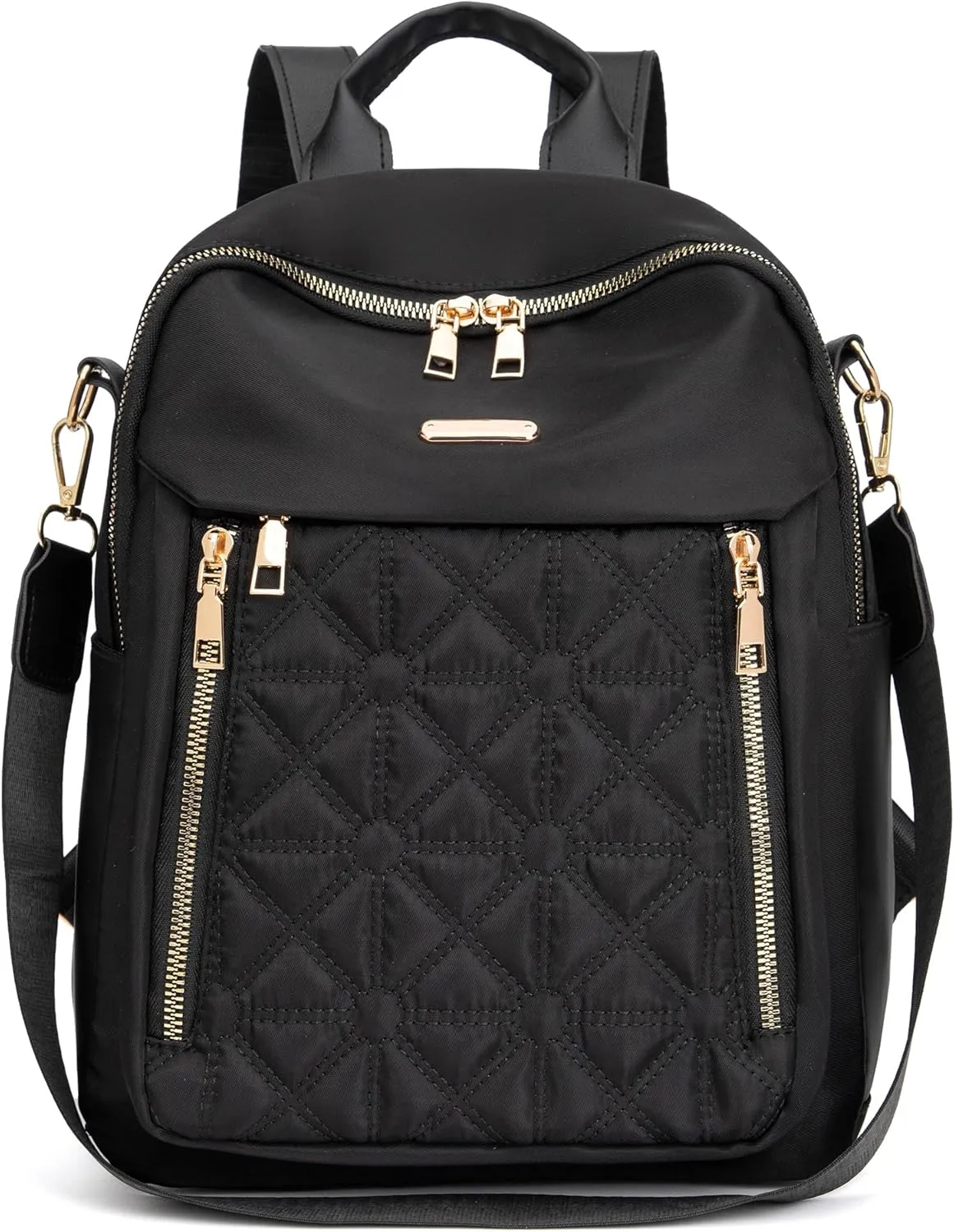 Mini Nylon Women Backpacks,Small Ladies backpacks Lightweight Shoulder Satchel Bag Tote Handbag Casual Travel Daypack (Black)