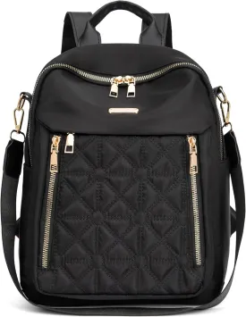 Mini Nylon Women Backpacks,Small Ladies backpacks Lightweight Shoulder Satchel Bag Tote Handbag Casual Travel Daypack (Black)
