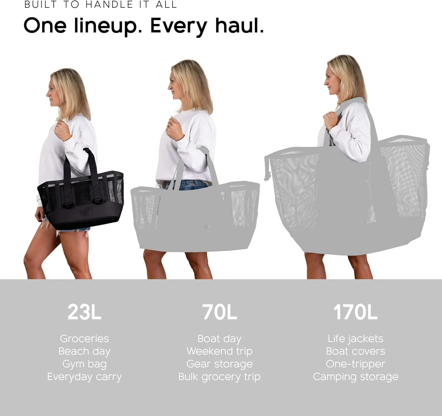 MISSION Boat Gear CASSI Heavy-Duty Outdoor Tote and Waterproof Marine-Grade Mesh Boat Bags