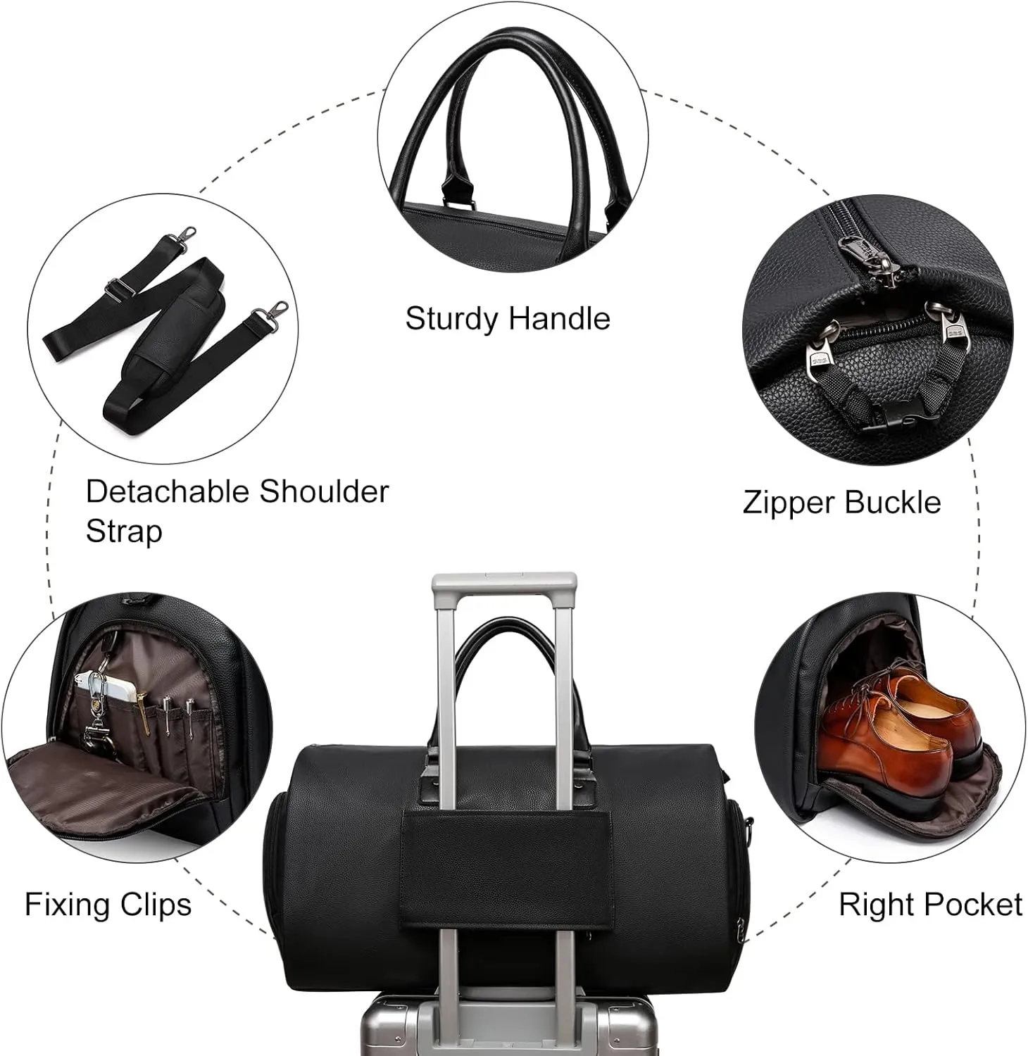 Modoker Garment Bags for Travel Carry on Duffle Bags for Airplane Weekender Suit Bags for Men Travel,2 in 1 Travel Duffel ang Garment Bags for Hanging Clothes,Black
