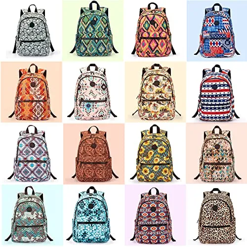 Montana West Bohemian Backpack Ethnic Aztec Geometric Daypack Boho Casual Canvas School Bookbag Travel Shoulder Bag MW1141-9110M-TN