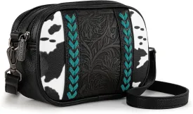 Montana West Cow Print Crossbody Bags for Women Western Tooled Crossbody Purses with Built in Card Holder