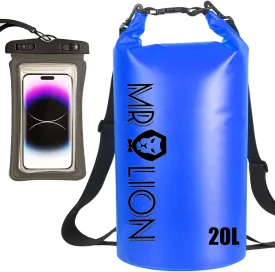MR LION Waterproof Dry Bag - Roll Top Waterproof Backpack Sack Keeps Gear Dry for Kayaking, Beach, Rafting, Boating, Hiking, Camping and Fishing with Waterproof Phone Case (Navy 20L)