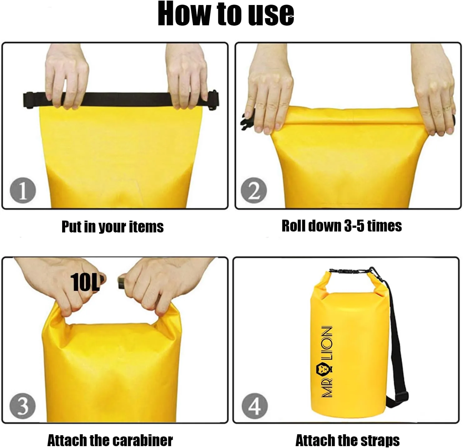 MR LION Waterproof Dry Bag - Roll Top Waterproof Backpack Sack Keeps Gear Dry for Kayaking, Beach, Rafting, Boating, Hiking, Camping and Fishing with Waterproof Phone Case (Yellow 30L)