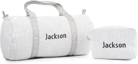 MT WORLD Personalized Kids Duffle Bag & Cosmetic Bag, Seersucker Cosmetic Bag and Travel Bags Set,Cosmetic Bag with Dance Bag, Toddler Weekender Bag