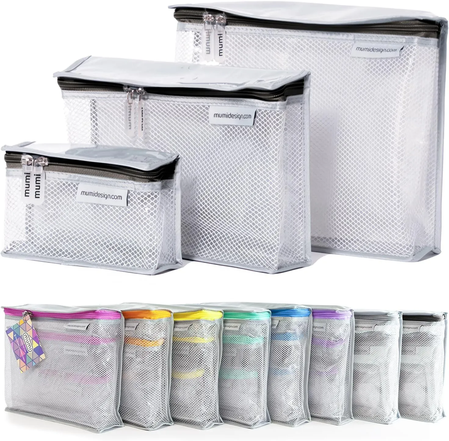 MUMI Travel Toiletry Bag Set of 3  Water-Resistant Toiletry Bags for Women & Men  Clear Bags for Toiletries, Skincare, Makeup & Travel Essentials  Lightweight, Durable & Portable Organizer