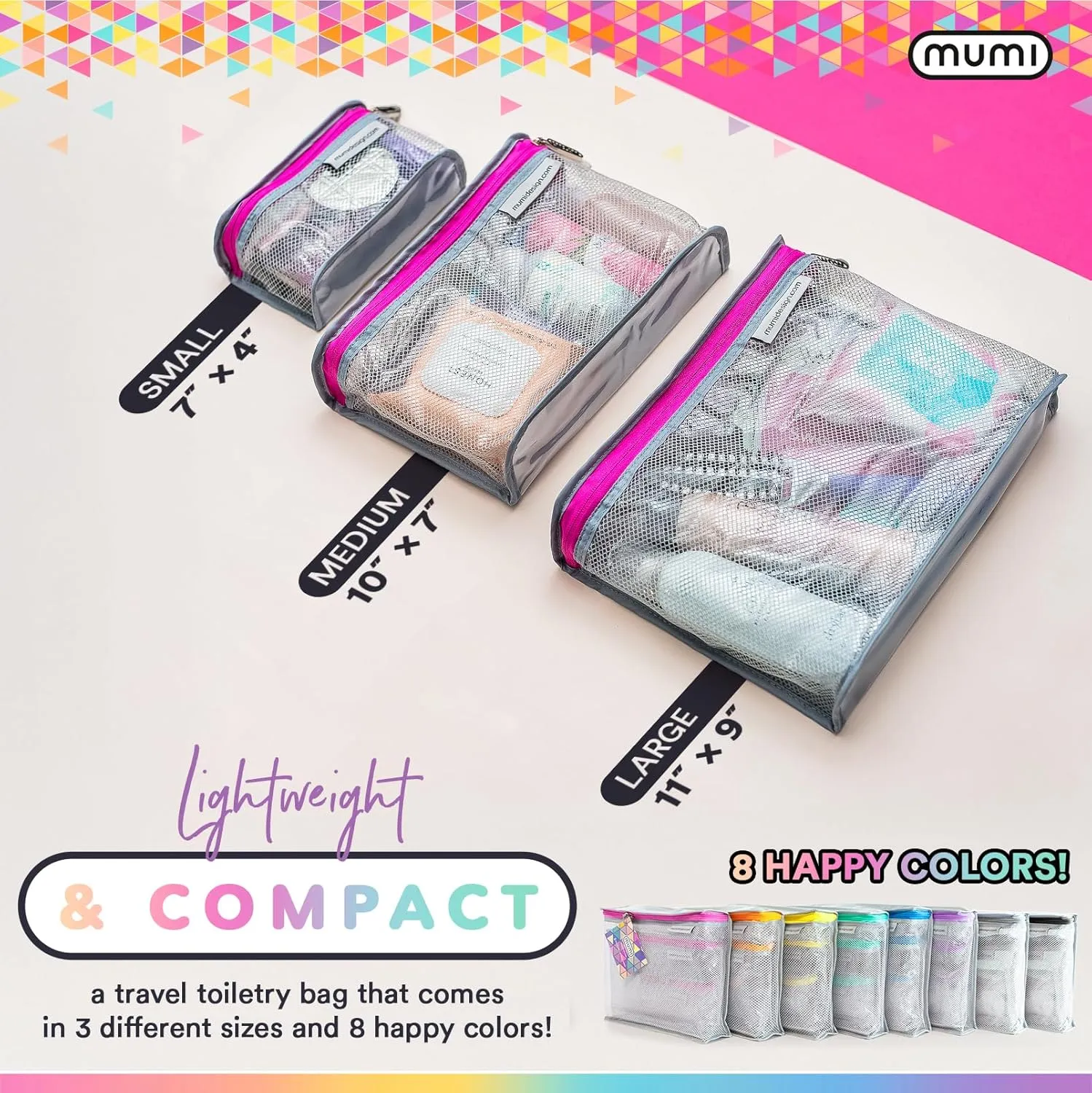 MUMI Travel Toiletry Bag Set of 3  Water-Resistant Toiletry Bags for Women & Men  Clear Bags for Toiletries, Skincare, Makeup & Travel Essentials  Lightweight, Durable & Portable Organizer
