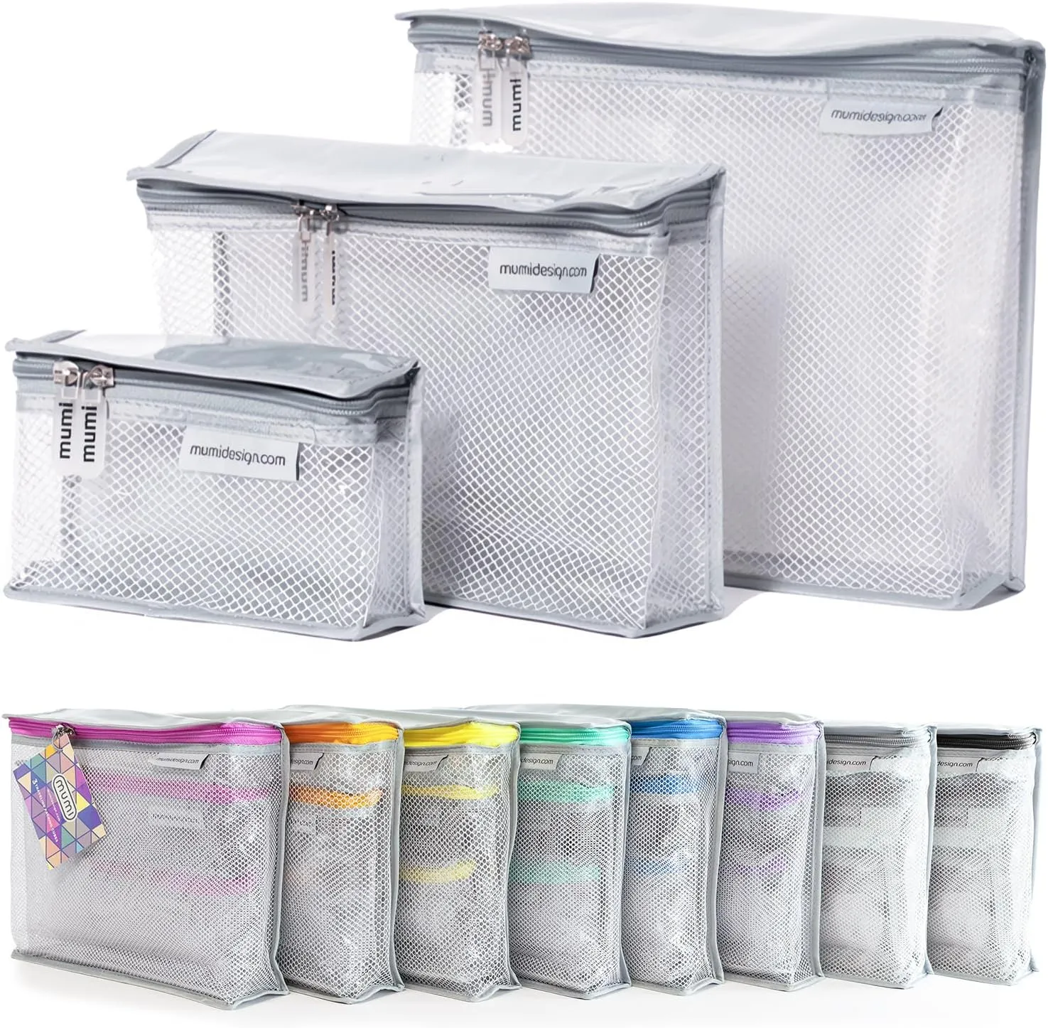 MUMI Travel Toiletry Bag Set of 3  Water-Resistant Toiletry Bags for Women & Men  Clear Bags for Toiletries, Skincare, Makeup & Travel Essentials  Lightweight, Durable & Portable Organizer