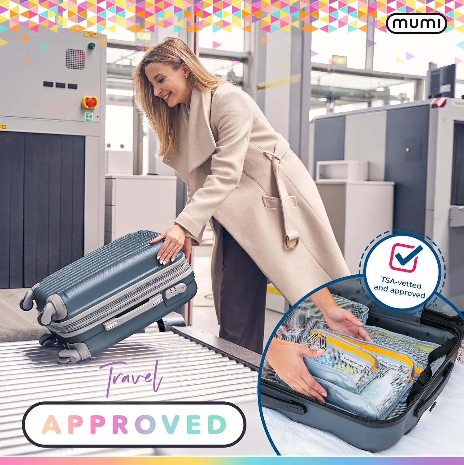 MUMI Travel Toiletry Bag Set of 3  Water-Resistant Toiletry Bags for Women & Men  Clear Bags for Toiletries, Skincare, Makeup & Travel Essentials  Lightweight, Durable & Portable Organizer