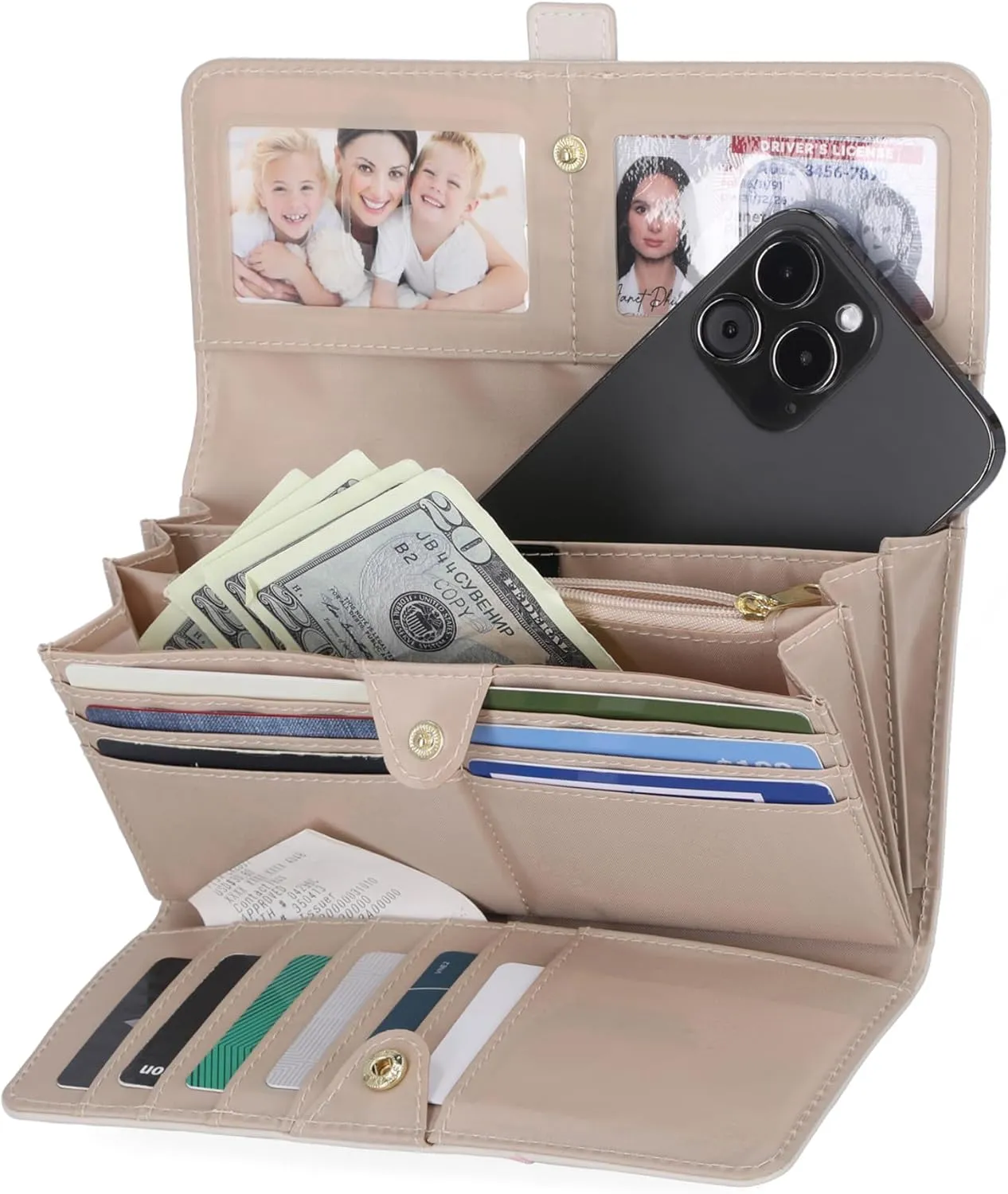 Mundi File Master Womens RFID Blocking Wallet Clutch Organizer With Change Pocket