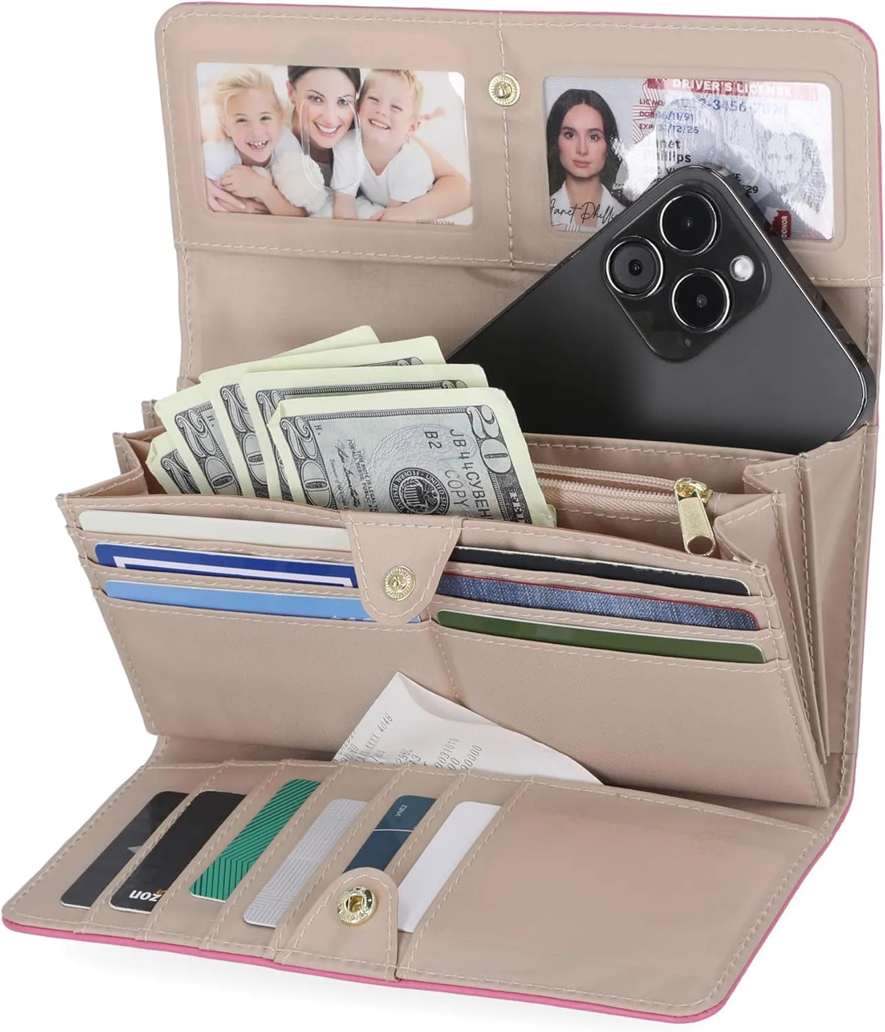 Mundi File Master Womens RFID Blocking Wallet Clutch Organizer With Change Pocket