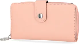 Nautica Be Shore Zip Around Wallet for Women RFID Vegan Leather Clutch, Bifold Organizer with Phone Holder, Card Slots, and Checkbook Pocket, Aloha Pink