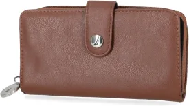 Nautica Be Shore Zip Around Wallet for Women RFID Vegan Leather Clutch, Bifold Organizer with Phone Holder, Card Slots, and Checkbook Pocket, Earth