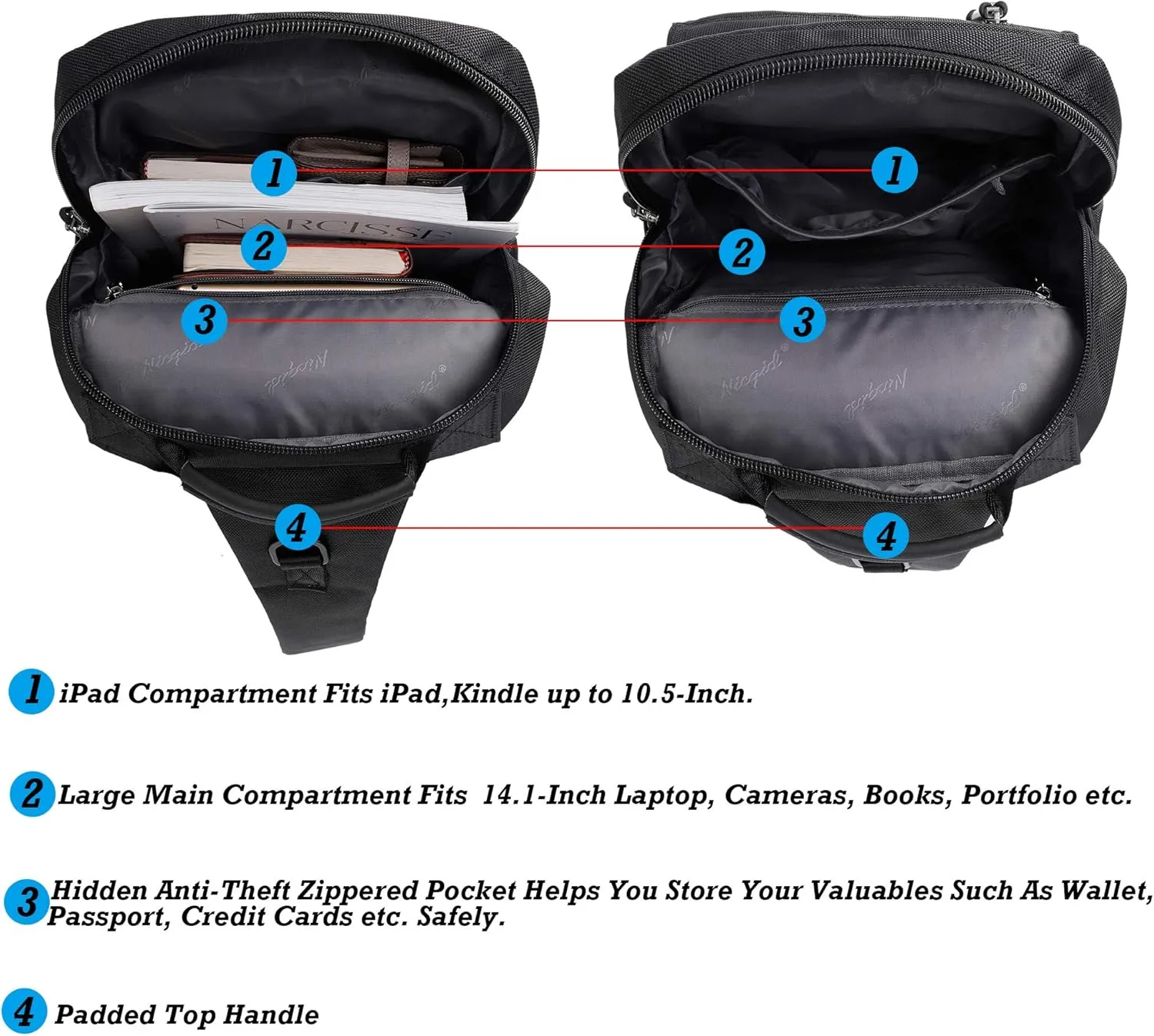 NICGID Sling Bags Chest Shoulder Backpacks, 13.3'' 14.1'' 15.6''Laptop Backpack Crossbody Messenger Bag Travel Outdoor