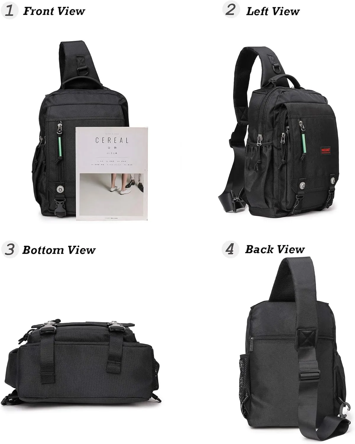 NICGID Sling Bags Chest Shoulder Backpacks, 13.3'' 14.1'' 15.6''Laptop Backpack Crossbody Messenger Bag Travel Outdoor