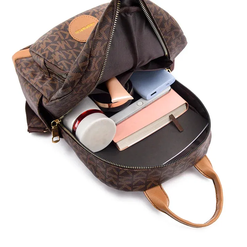 Organized Style Faux Leather Backpack with Multi-Compartment Design
