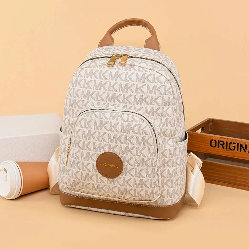 Organized Style Faux Leather Backpack with Multi-Compartment Design