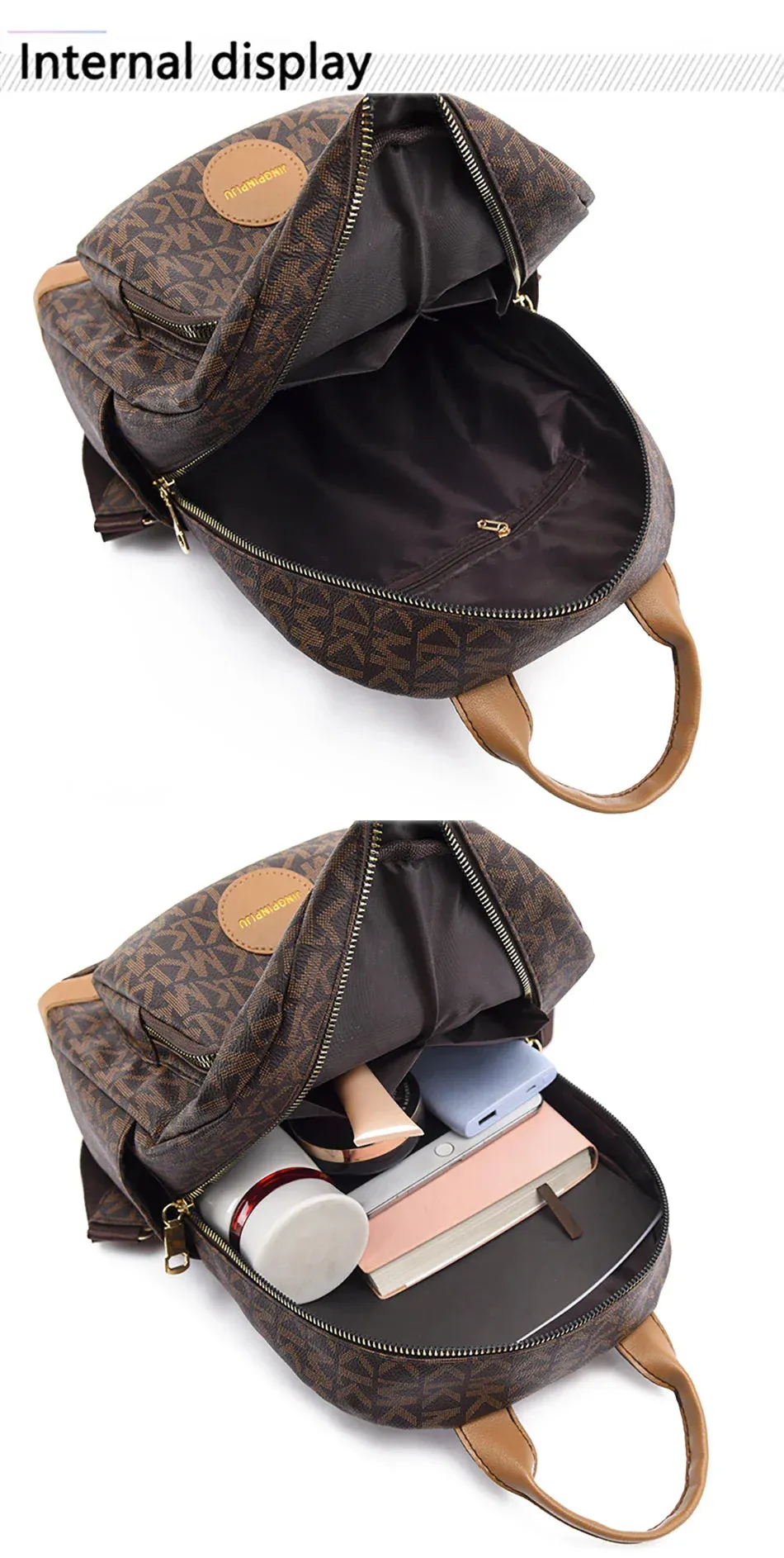 Organized Style Faux Leather Backpack with Multi-Compartment Design
