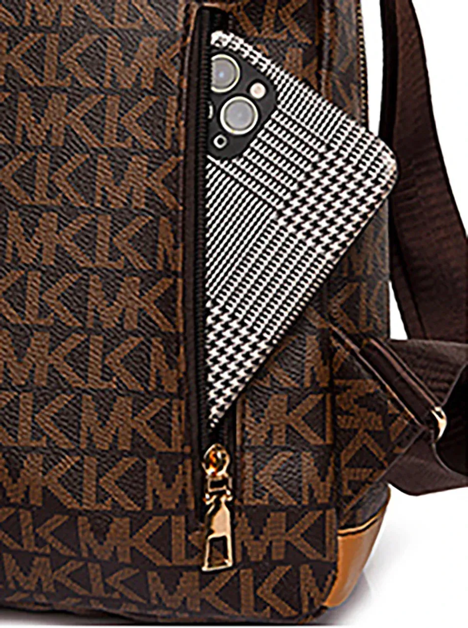 Organized Style Faux Leather Backpack with Multi-Compartment Design