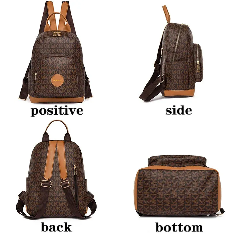 Organized Style Faux Leather Backpack with Multi-Compartment Design