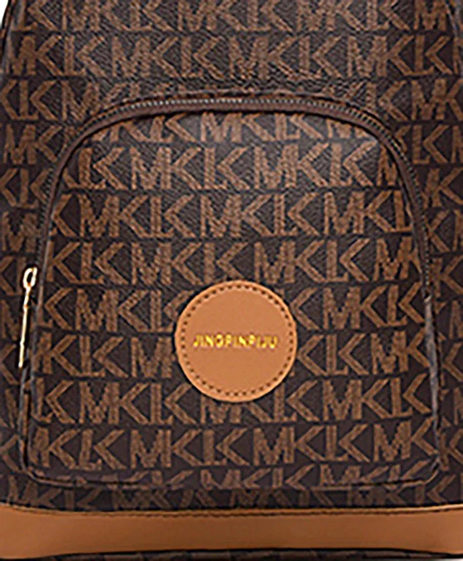 Organized Style Faux Leather Backpack with Multi-Compartment Design