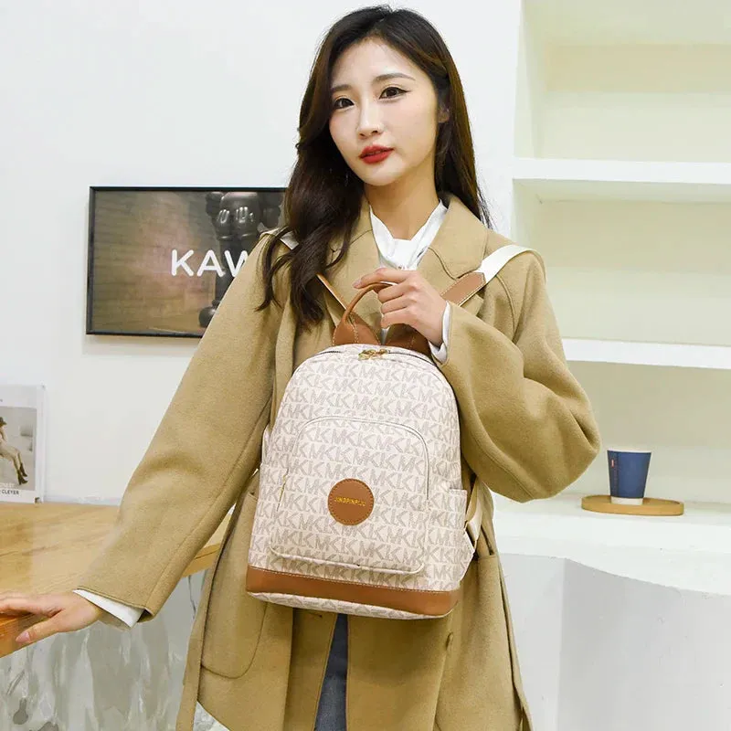 Organized Style Faux Leather Backpack with Multi-Compartment Design