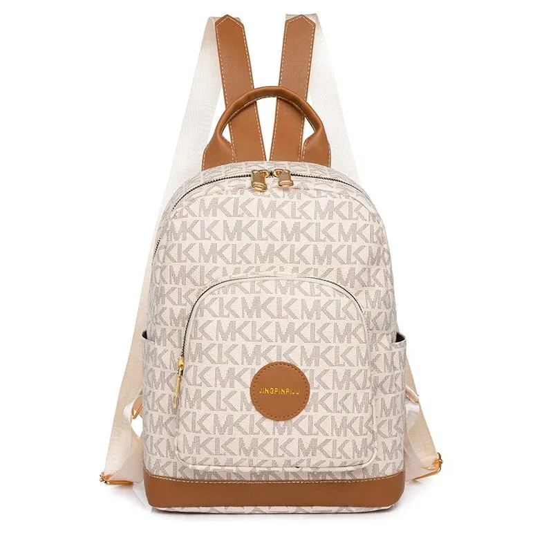 Organized Style Faux Leather Backpack with Multi-Compartment Design