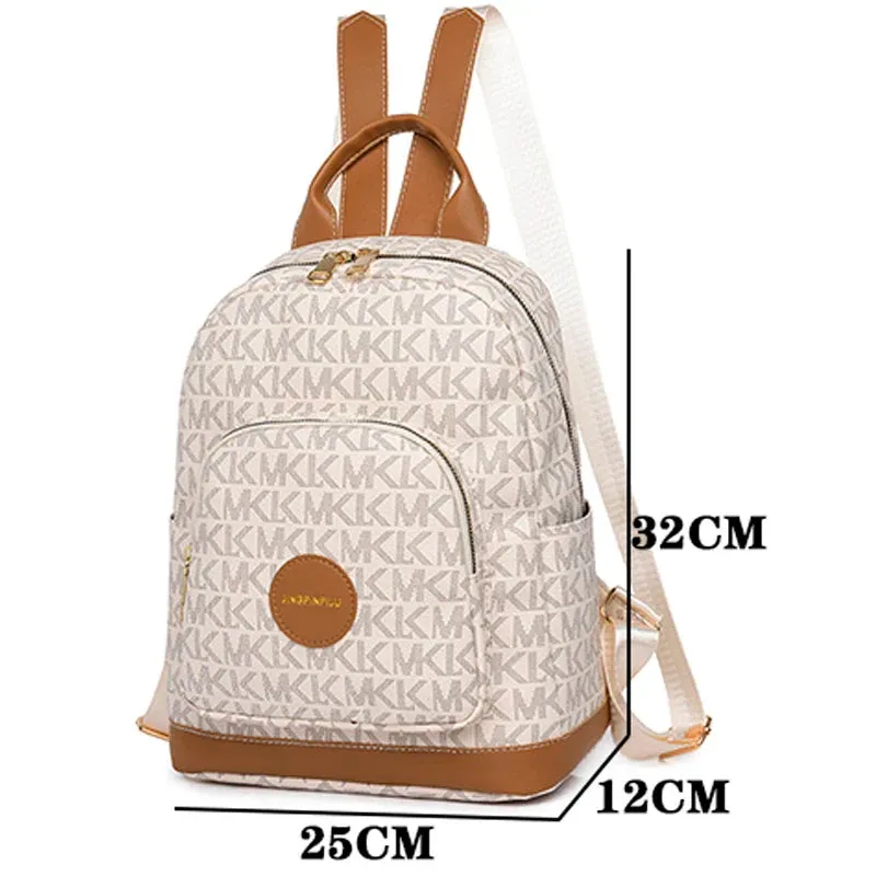 Organized Style Faux Leather Backpack with Multi-Compartment Design