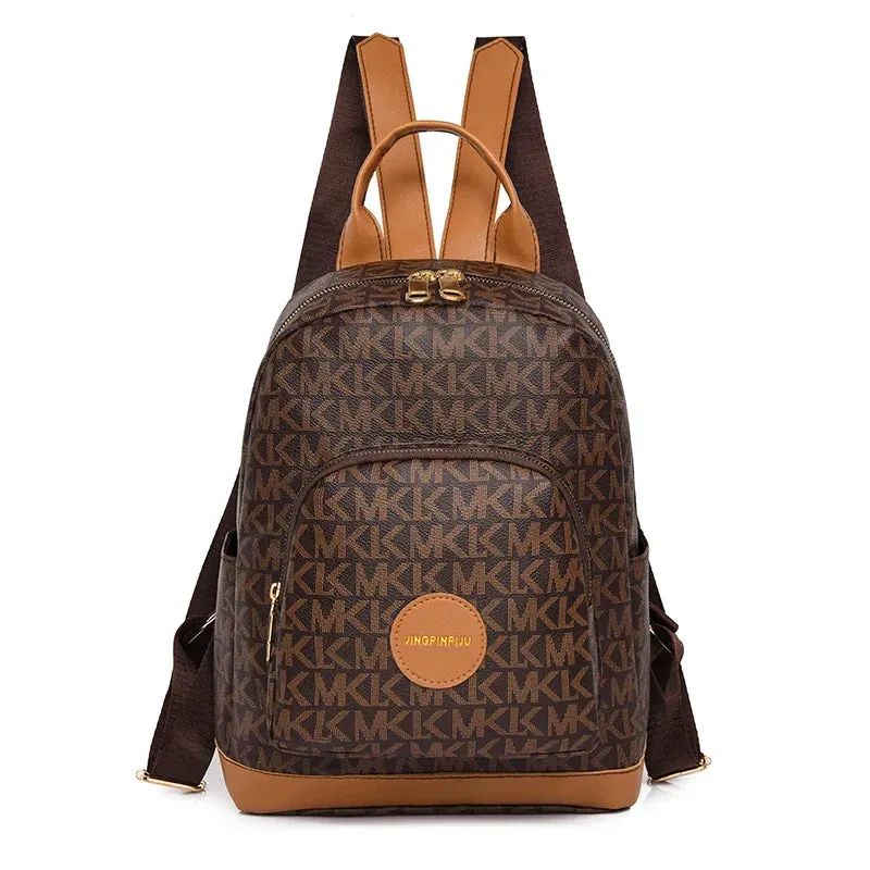 Organized Style Faux Leather Backpack with Multi-Compartment Design