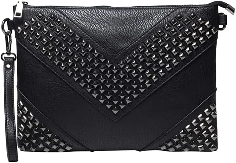 Oversized Clutch Bag Purse Women PU Leather Crossbody Shoulder Bags Studded Wristlet Handbag Rivet Envelope Clutches