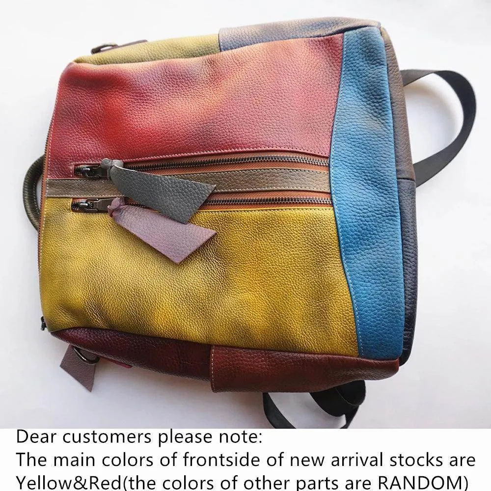 Oversized Women Vintage Leather Backpack Travel Casual