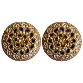 Pale Golden Color Traditional Designer 1 Hole Metal Buttons