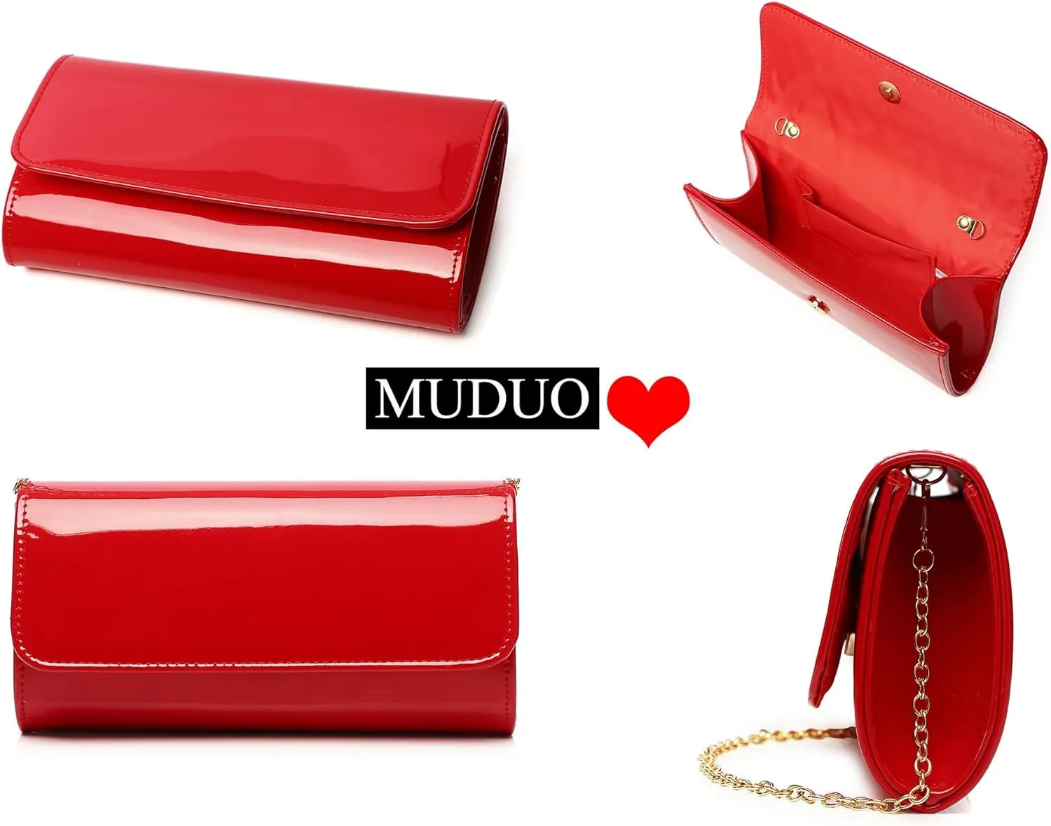 Patent Leather Envelope Clutch Purse Shiny Candy Foldover Clutch Evening Bag for Women