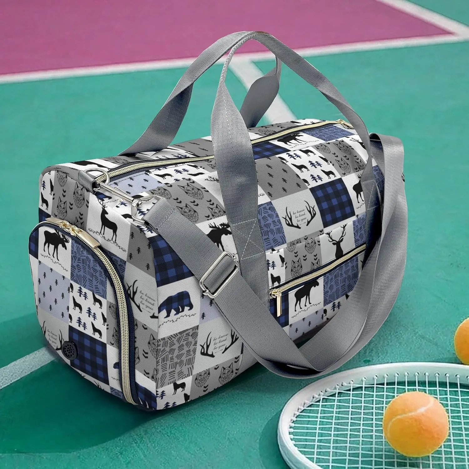 Personalized Duffel Bag Woodland Deer Bear Wolf Forest Function Meets Fashion: Travel Bags for Fitness Journey