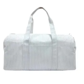 Personalized Nylon Stripe Blue Duffel Weekender