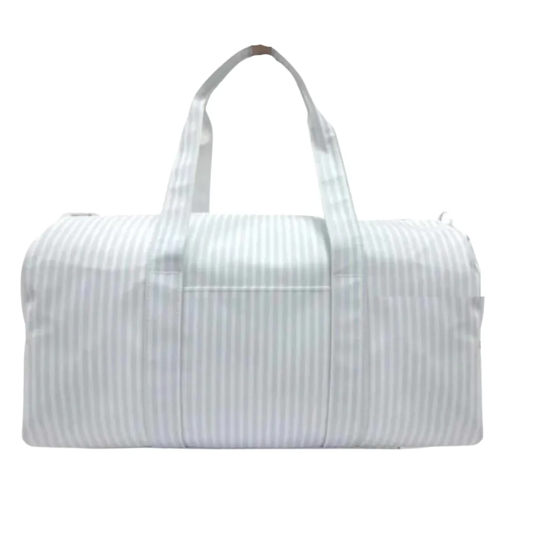 Personalized Nylon Stripe Blue Duffel Weekender