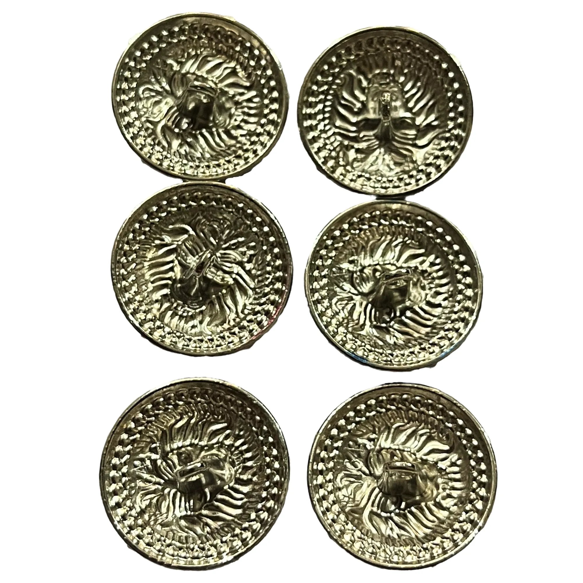 Pink & Silver Fearless Lion Face Shaped 1 Hole Round Metal Buttons